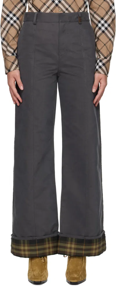 Burberry Gray Cotton Nylon Trousers In Cinder