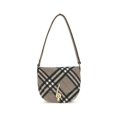 BURBERRY GRAY FABRIC SHOULDER BAG
