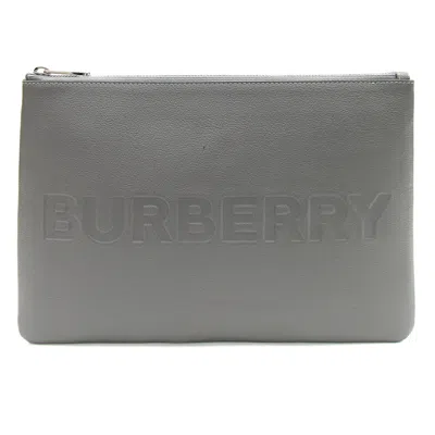 Pre-owned Burberry Gray Leather Clutch Bag Pouch ()