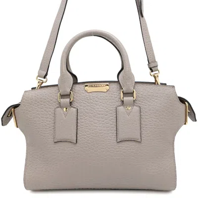 Pre-owned Burberry Gray Leather Handbag Shoulder Bag ()
