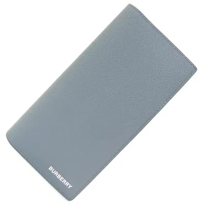 Pre-owned Burberry Gray Leather Long Wallet (bi-fold) ()