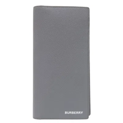 Pre-owned Burberry Gray Leather Long Wallet (bi-fold) ()