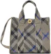 Burberry Mini Check Knitted Tote In Lichen