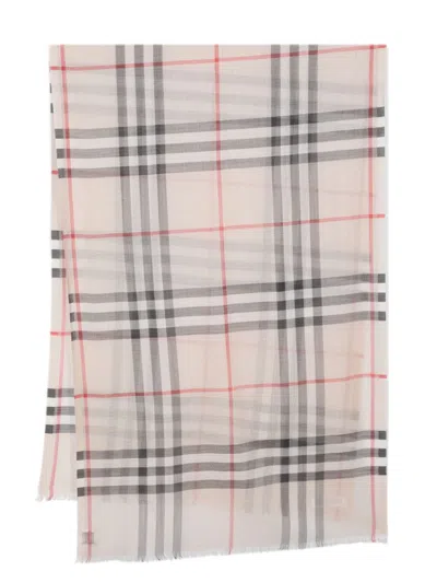 Burberry Gray Plaid Check Scarf In Grey