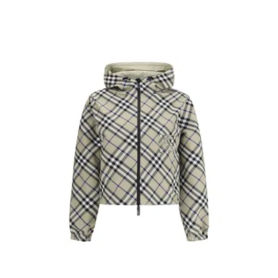 Burberry Gray Polyamide Full-length Jacket In Multi