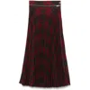 Burberry Pleated Check Midi Skirt In Red