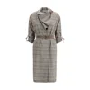 Burberry Women Wool Check Dress With A Shawl Collar In Green