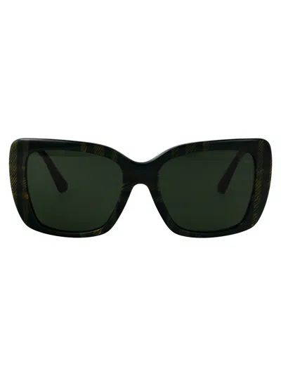 Burberry Green Acetate Sunglasses In Black