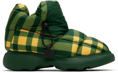 Burberry Green & Yellow Check Pillow Boots In Primrose Ip Check