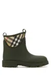 Burberry Olive Green Rubber Marsh Stamp Ankle Boots In Green