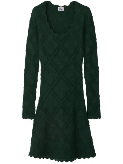 BURBERRY GREEN ARAN-KNIT WOOL DRESS FOR WOMEN | ELEGANT AND TIMELESS STYLE | FW23