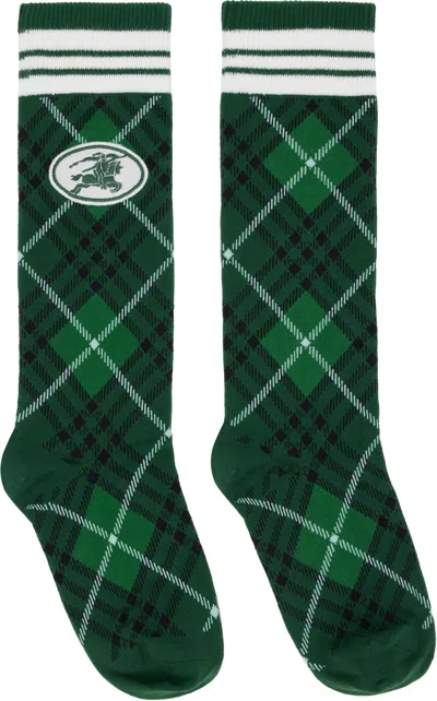 Burberry Green Argyle Check Stretch Cotton Blend Socks