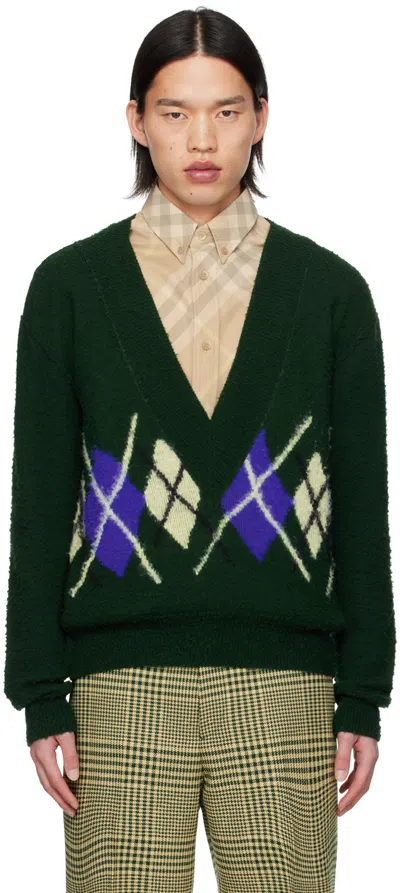 Burberry Argyle-knit Wool Jumper In Ivy