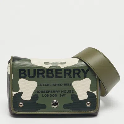 Pre-owned Burberry Green Camo Print Coated Canvas And Leather Hackberry Crossbody Bag