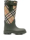 Burberry Women Rainboots With Traditional Check Insert In Green