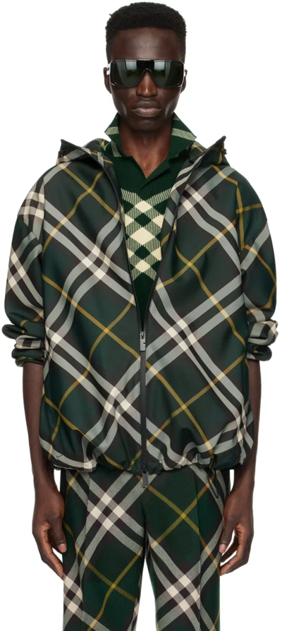 Burberry Green Check Jacket In Ivy