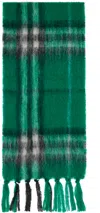 Burberry Green Check Mohair Wool Scarf In Green