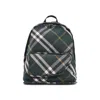 Burberry Check Pattern Shield Backpack With Front Zip In Green