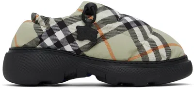 BURBERRY GREEN CHECK NYLON PILLOW LOAFERS