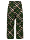 Burberry Men's Check Pattern Trousers With Elastic Waist And Drawstring In Green