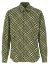 Burberry Embroidered Poplin Shirt With Button Cuffs In Green