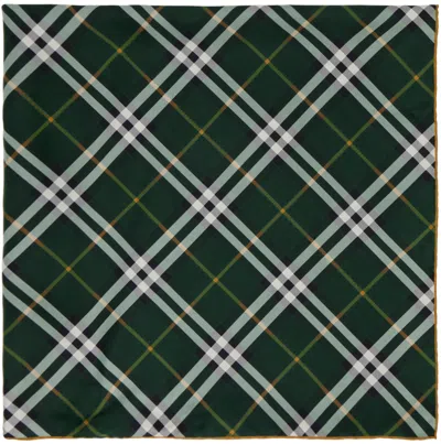 Burberry Green Check Silk Scarf In Dark Fern