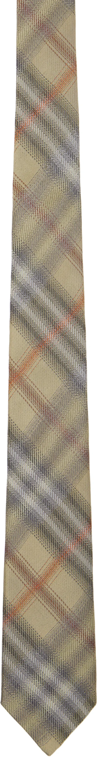 Burberry Green Check Silk Tie In Brown