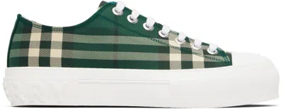 Burberry Check Nylon Blend Sneakers In Green
