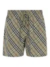 Burberry Check-pattern Drawstring Swim Shorts In Red