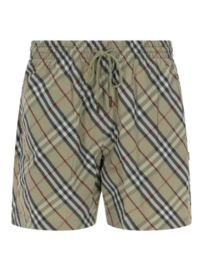 BURBERRY GREEN CHECK SWIM SHORTS