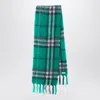 Burberry Wool And Mohair Plaid Scarf With Fringes In Green