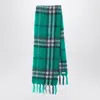 Burberry Wool And Mohair Plaid Scarf With Fringes In Green