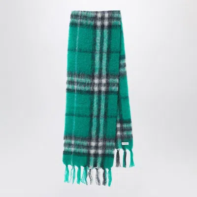 BURBERRY BURBERRY GREEN CHECK WOOL AND MOHAIR SCARF MEN
