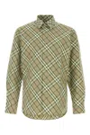 Burberry Embroidered Poplin Shirt With Button Cuffs In Green