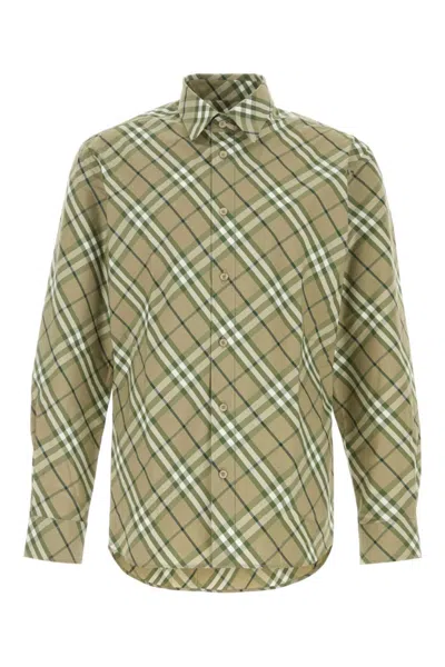 BURBERRY GREEN CHECKED COTTON SHIRT