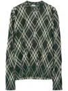 Burberry Check Cotton Blend Crinkled Sweater In Green