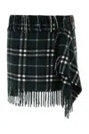 Burberry Check Wool And Cashmere Scarf Skirt In Green