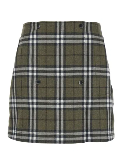 Burberry Green Checks Mini Skirt
