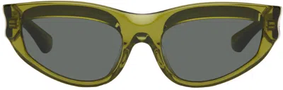 Burberry Green Classic Oval Sunglasses In 411887