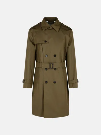 Burberry Green Cotton Blend Trench Coat