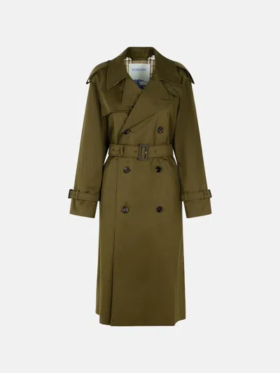 Burberry Green Cotton Blend Trench Coat