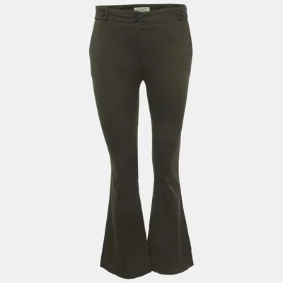 Pre-owned Burberry Green Cotton Flared Trousers S