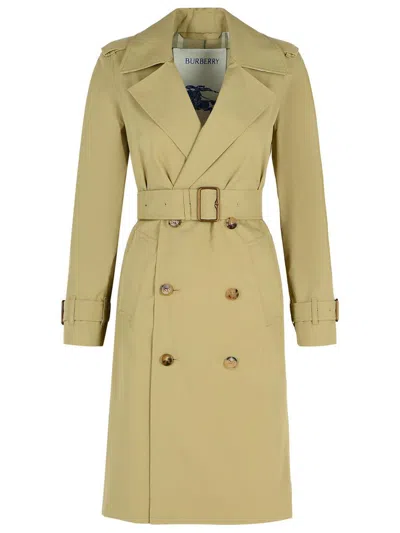 BURBERRY BURBERRY GREEN COTTON TRENCH COAT