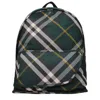 Burberry Check Pattern Shield Backpack With Front Zip In Green