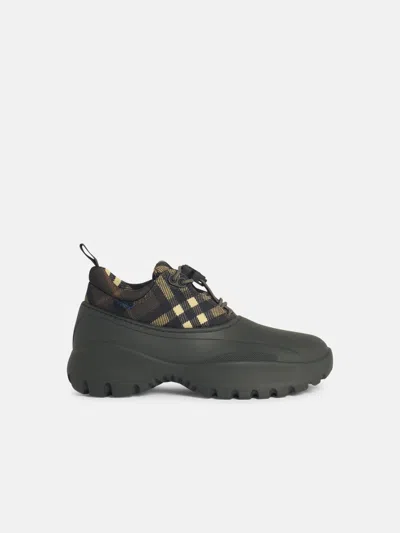 Burberry Green Fabric Blend Sneakers In Brown