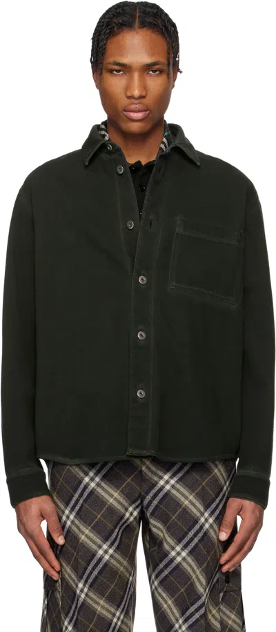 Burberry Green Garment-dyed Denim Shirt In Onyx