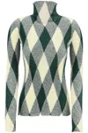 BURBERRY GREEN HIGH-NECK PULLOVER WITH DIAMOND PATTERN FOR WOMEN