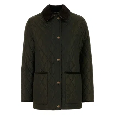 Burberry Quilted Country Jacket Corduroy Collar In Green