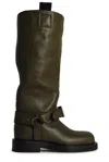 Burberry Equestrian-style Leather Riding Boots In Green