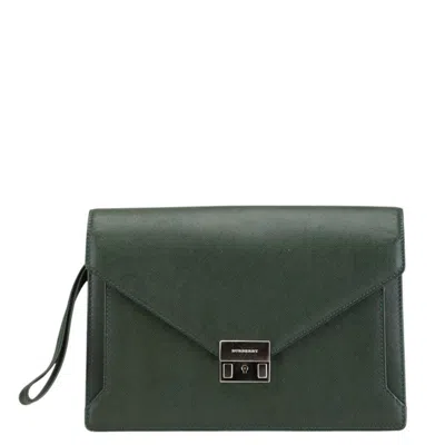Pre-owned Burberry Green Leather Clutch Bag ()